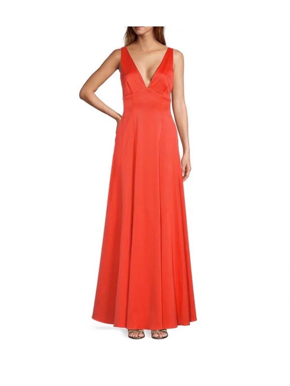 ANTONIO MELANI Orange Maxi Dress with Deep V